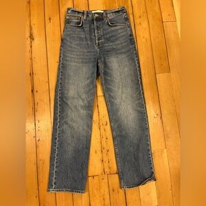 Denim Forum The Arlo High Rise Straight Fit Jeans in Classic Blue from Aritzia